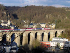 CFL '40xx' crossing a Luxembourg viaduct, April 2006